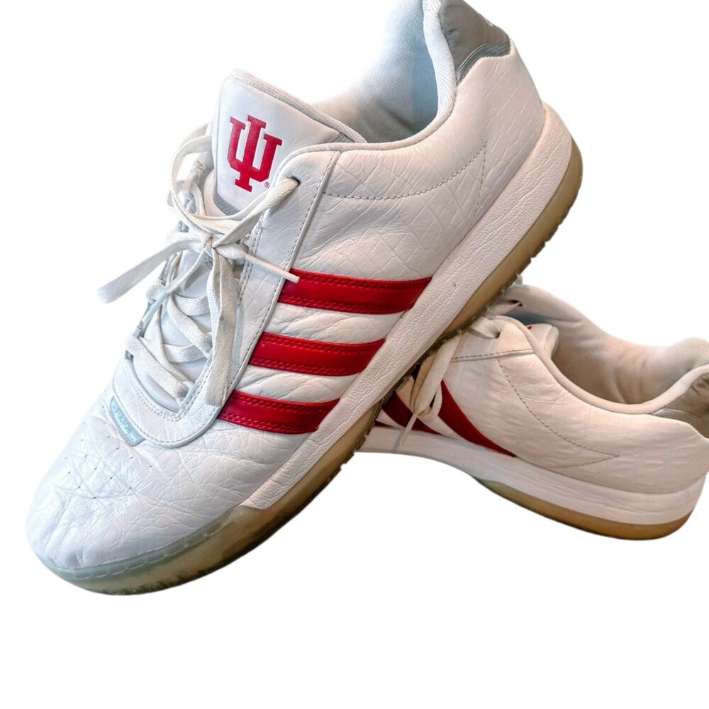 Adidas IU Indiana University Shoes Mens Size 17 White Red Leather Fulton Athleti